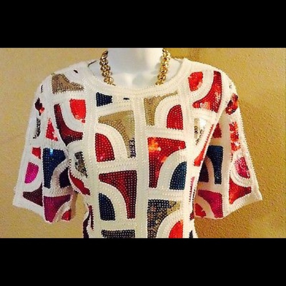 Multicolored Color Block Sequins Dress - Picture 2 of 3